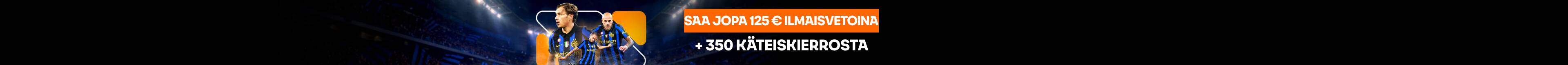 SAA JOPA 125 € ILMAISVETOINA + 350 KÄTEISKIERROSTA